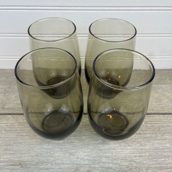 Vintage Libbey Glass Tempo Brown Flat Tumbler | 14oz Glass | Set of 4 - Picture 3 of 9